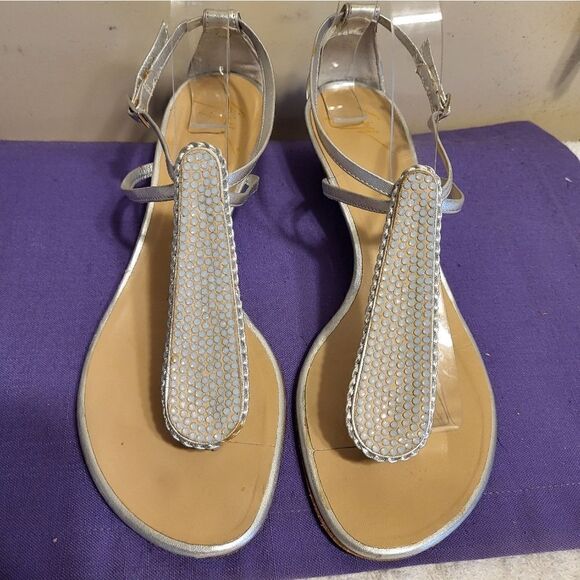 Giuseppe Zanotti Silver Leather Swarovski Crystal Thong Sandals 8.5/38.5 $975 - Picture 11 of 14